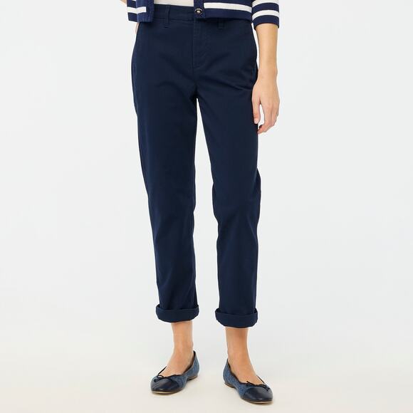 J.Crew Factory High-rise girlfriend chino pant navy 10 - Picture 1 of 3